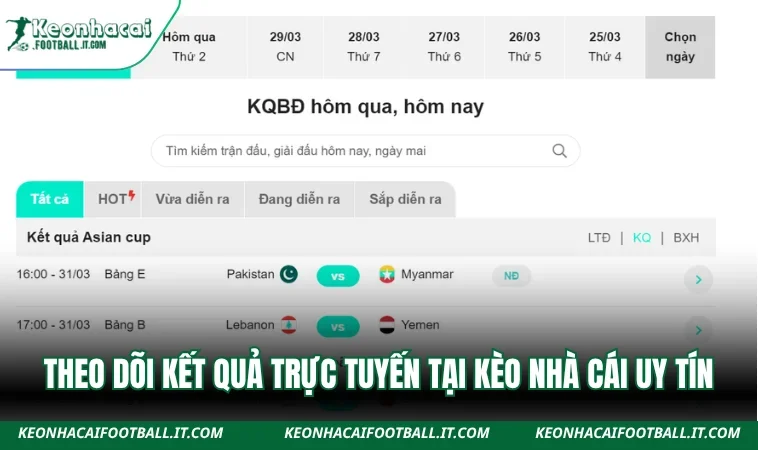 Theo dõi kết quả trực tuyến tại Kèo Nhà Cái uy tín